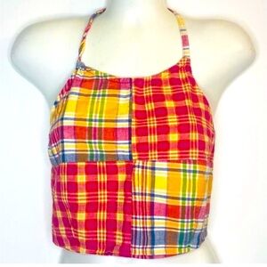 Vintage Plaid Halter Style Crop Top